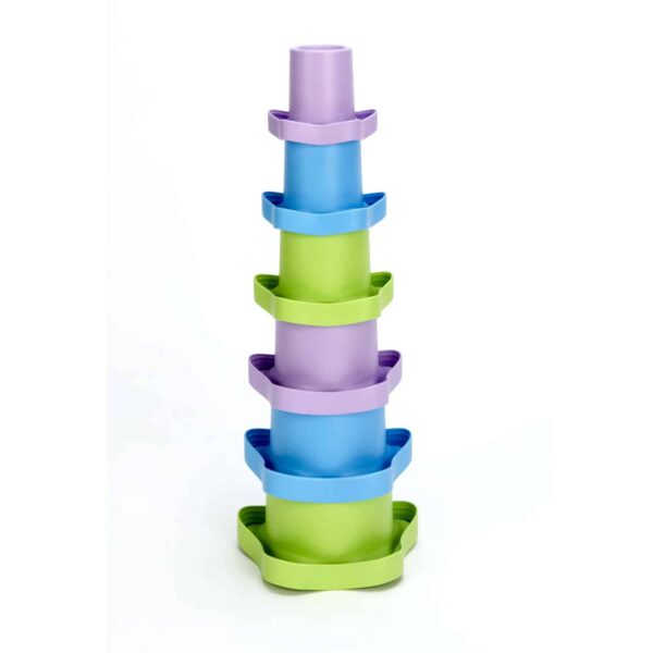 Green Toys Stacking Cups Purple_Blue_Green, Bath Toy, Baby_Toddler, Made from 100% Recycled Plastic - Image 2