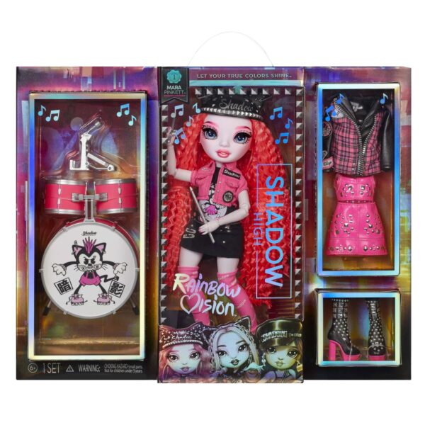 Rainbow Vision Shadow High Neon Shadow-Mara Pinkett (Neon Pink) Fashion Doll. 2 Designer Outfits Mix & Match Rock Band Accessories PLAYSET, Great Gift for Kids 6-12 Years Old & Collectors - Image 4