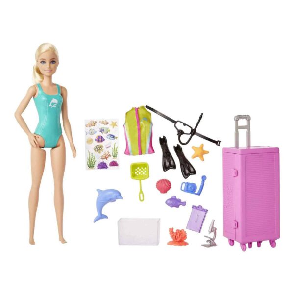 Barbie Marine Biologist Doll & 10+ Accessories, Mobile Lab Playset with Blonde Doll & Storage - Image 2