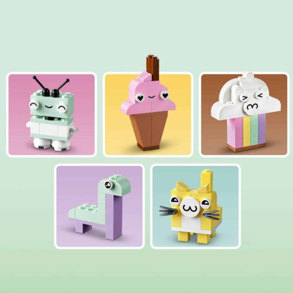 LEGO Classic Creative Pastel Fun Bricks Box 11028, Building Toys for Kids, Girls, Boys ages 5 Plus with Models; Ice Cream, Dinosaur, Cat & More, Creative Learning Gift - Image 4