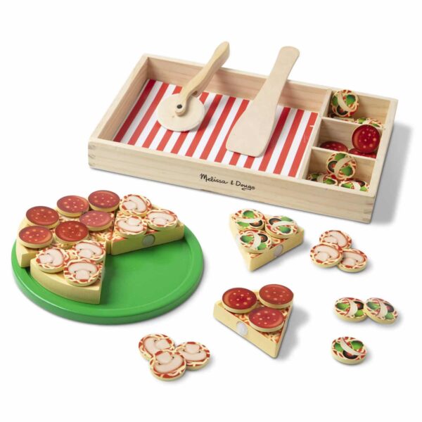 Melissa & Doug Wooden Pizza Party Play Food Set With 36 Toppings