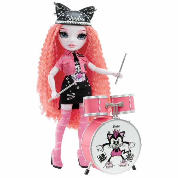 Rainbow Vision Shadow High Neon Shadow-Mara Pinkett (Neon Pink) Fashion Doll. 2 Designer Outfits Mix & Match Rock Band Accessories PLAYSET, Great Gift for Kids 6-12 Years Old & Collectors